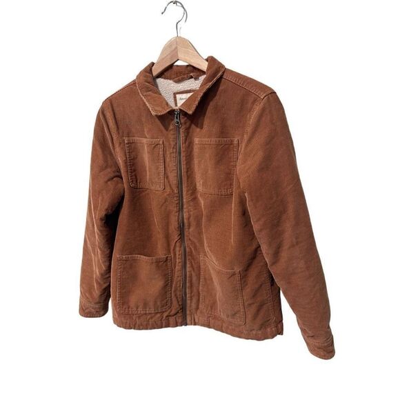 Hanna Anderson Tan Corduroy Sherpa Lined Full Zip Jacket Coat Girls Size 14-16